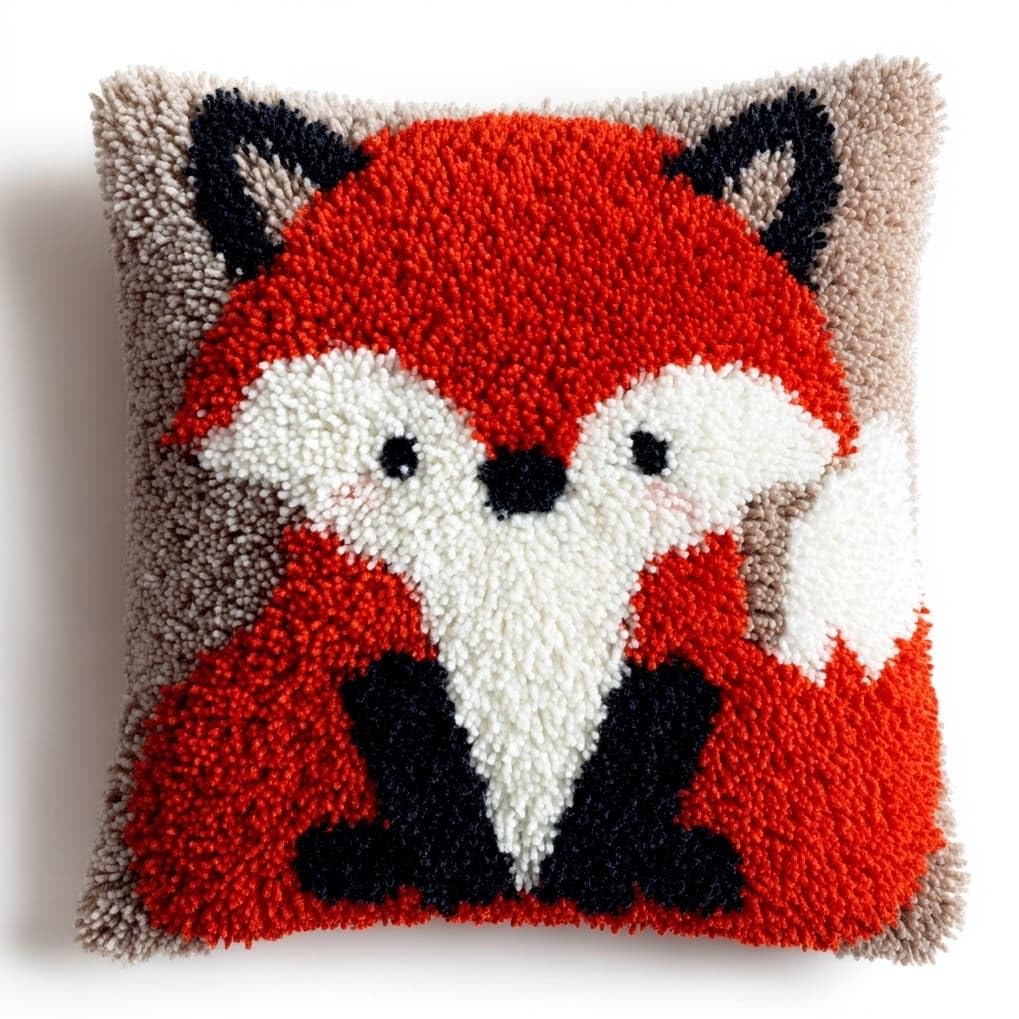 AxiangziK Latch Hook Cushion Kit 43x43cm,Animal Fox