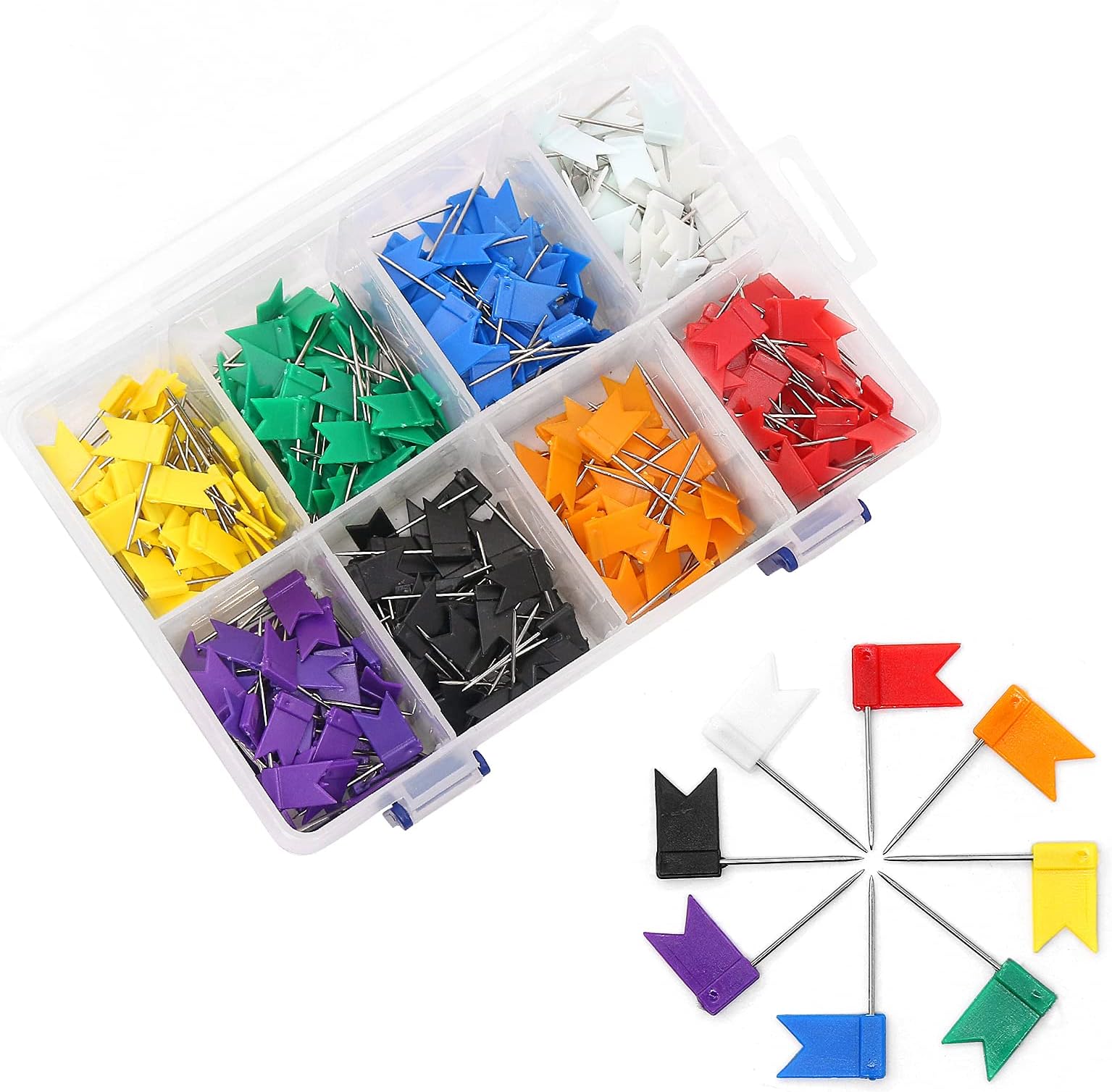 Colored Flag Map Push Pins - Coideal 400 Pack Multicolored Decorative Travel Map Tacks Plastic Head with Steel Point for Cork Bulletin Board, Picture Hanging at Home Office School (8 Assorted Colors)