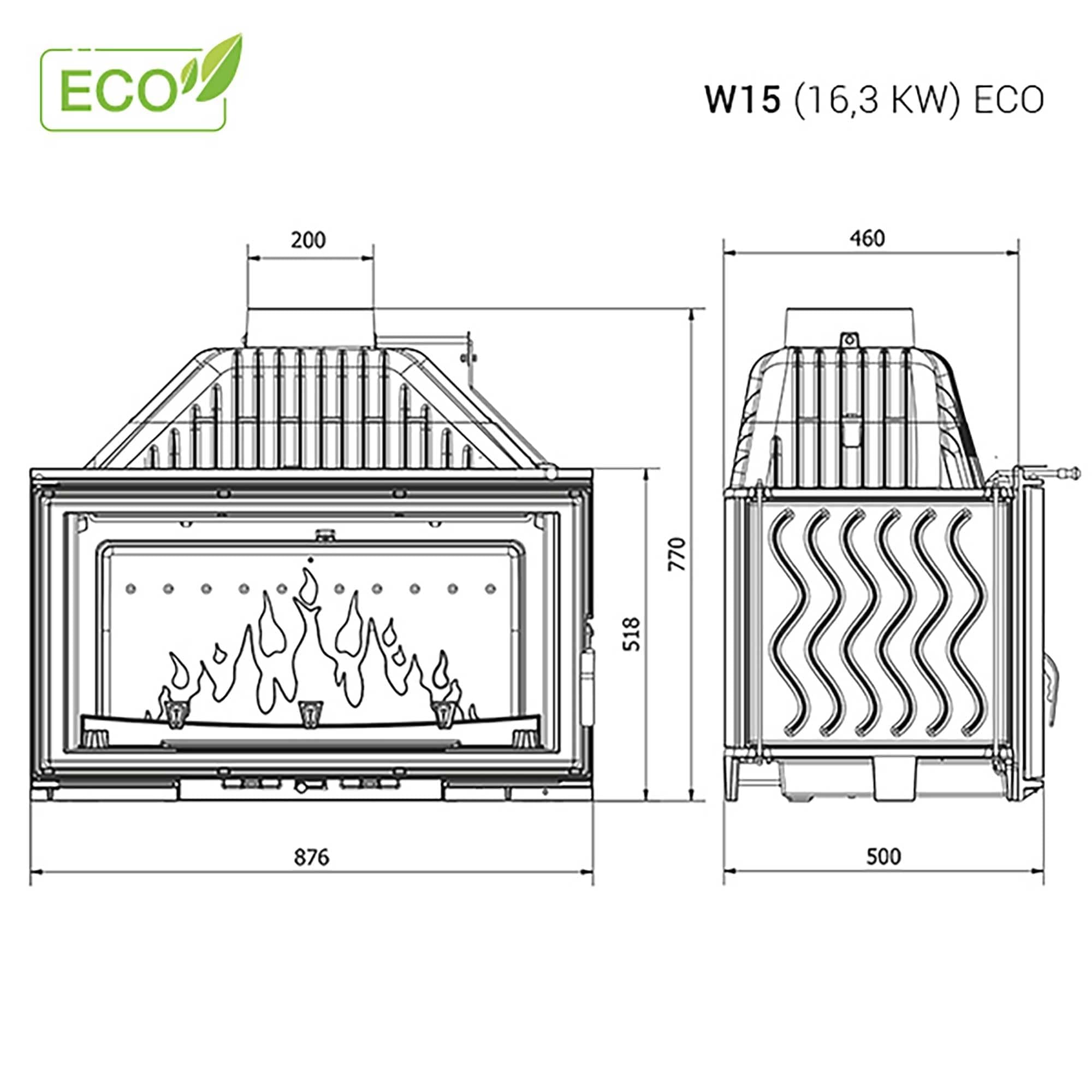 Insert en fonte pour cheminée à bois W15 16,3 kW ECO