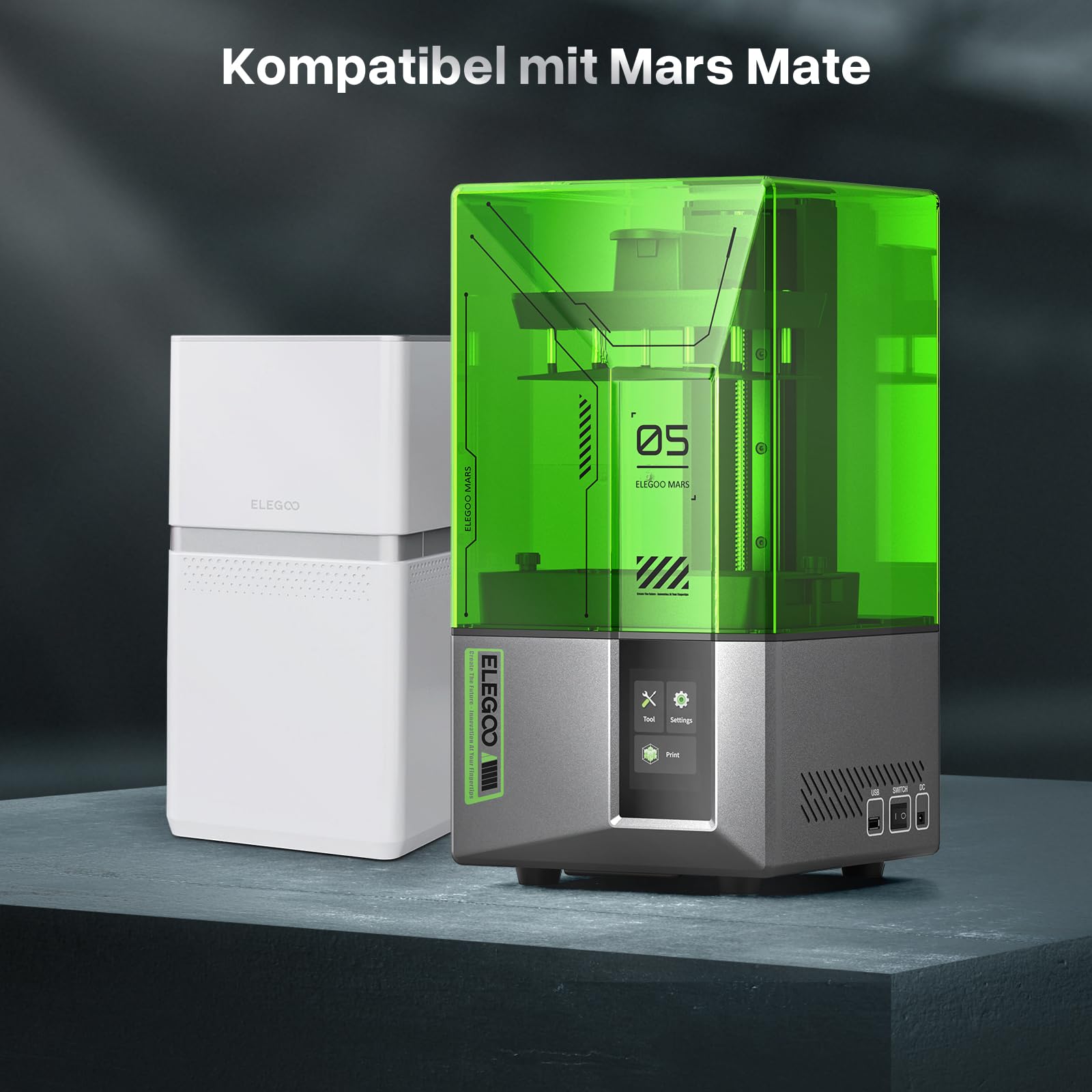 ELEGOO Marzo 5 Stampante 3D LCD 4K MSLA 6,6" livellamento automatico, stampa rapida 70 mm/h, sensore intelligente, protezione contro il surriscaldamento