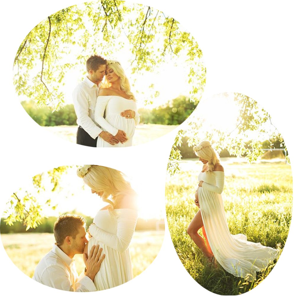 xuanranUK Abiti Eleganti Donne Incinte, Abito in Chiffon Incinta Fotografia Puntelli Fancy Servizio Fotografico per Beach, Vestiti Donne Incinte Gonne fotografiche di maternità
