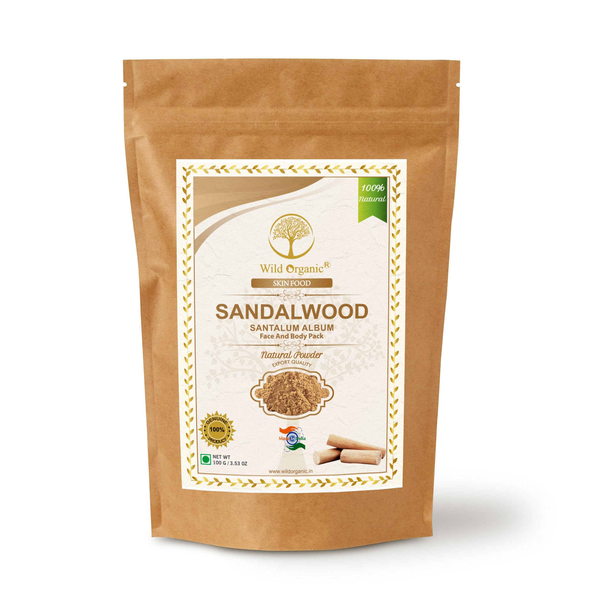 Wild Organic Sandalwood Powder, 100 g