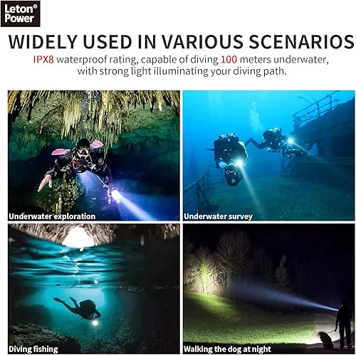 Vista 23 de Luz de buceo, linterna subacuática, 2000 lúmenes luces de buceo buceo, linterna de buceo con carga tipo C para deporte submarino profesional, SM-44