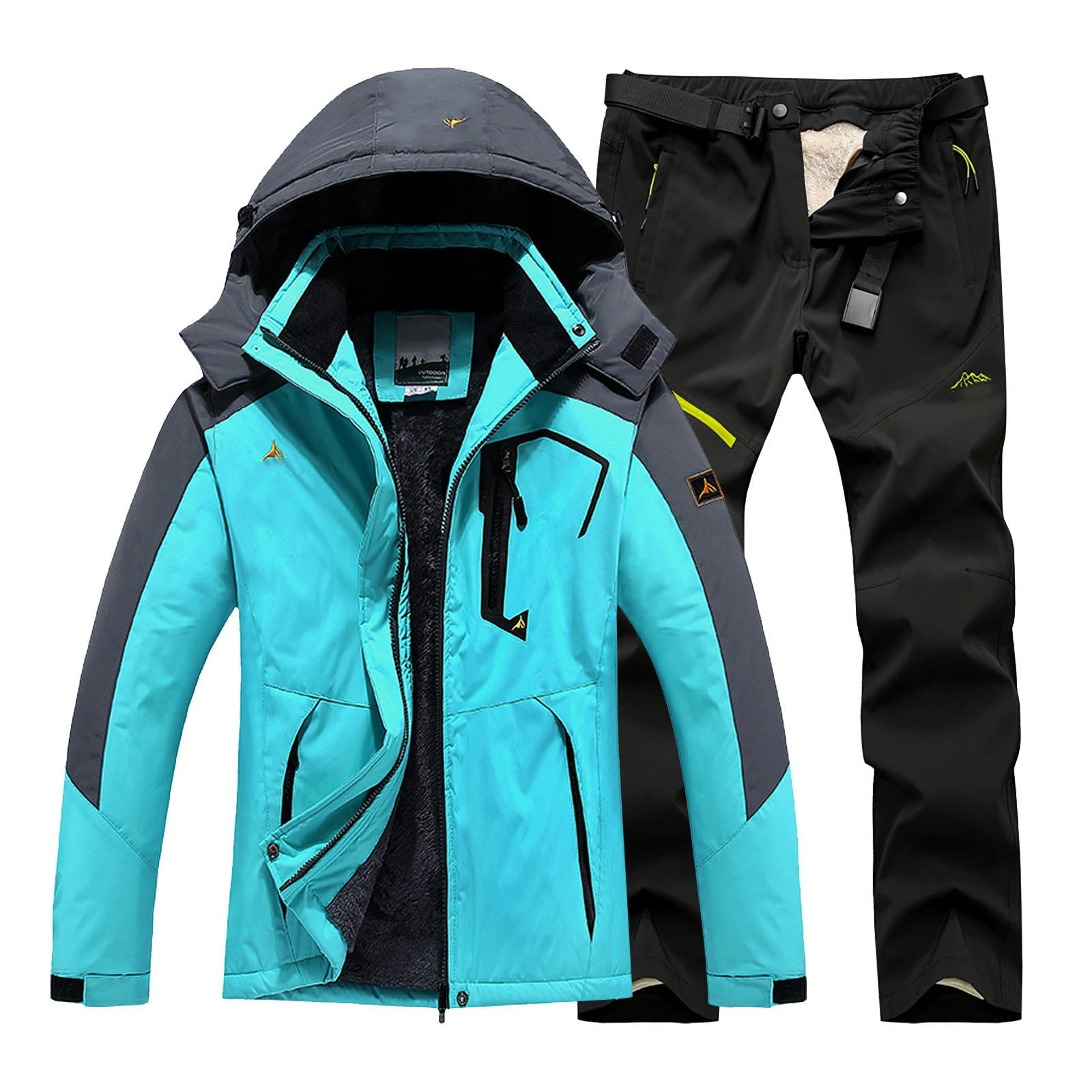 Vêtements de sport de plein air Ski Alpinisme Vêtements de ski pour homme pour l'hiver, veste à capuche pantalon, adapté aux vêtements de ski d'extérieur décontractés pour homme Ensemble T-shirt