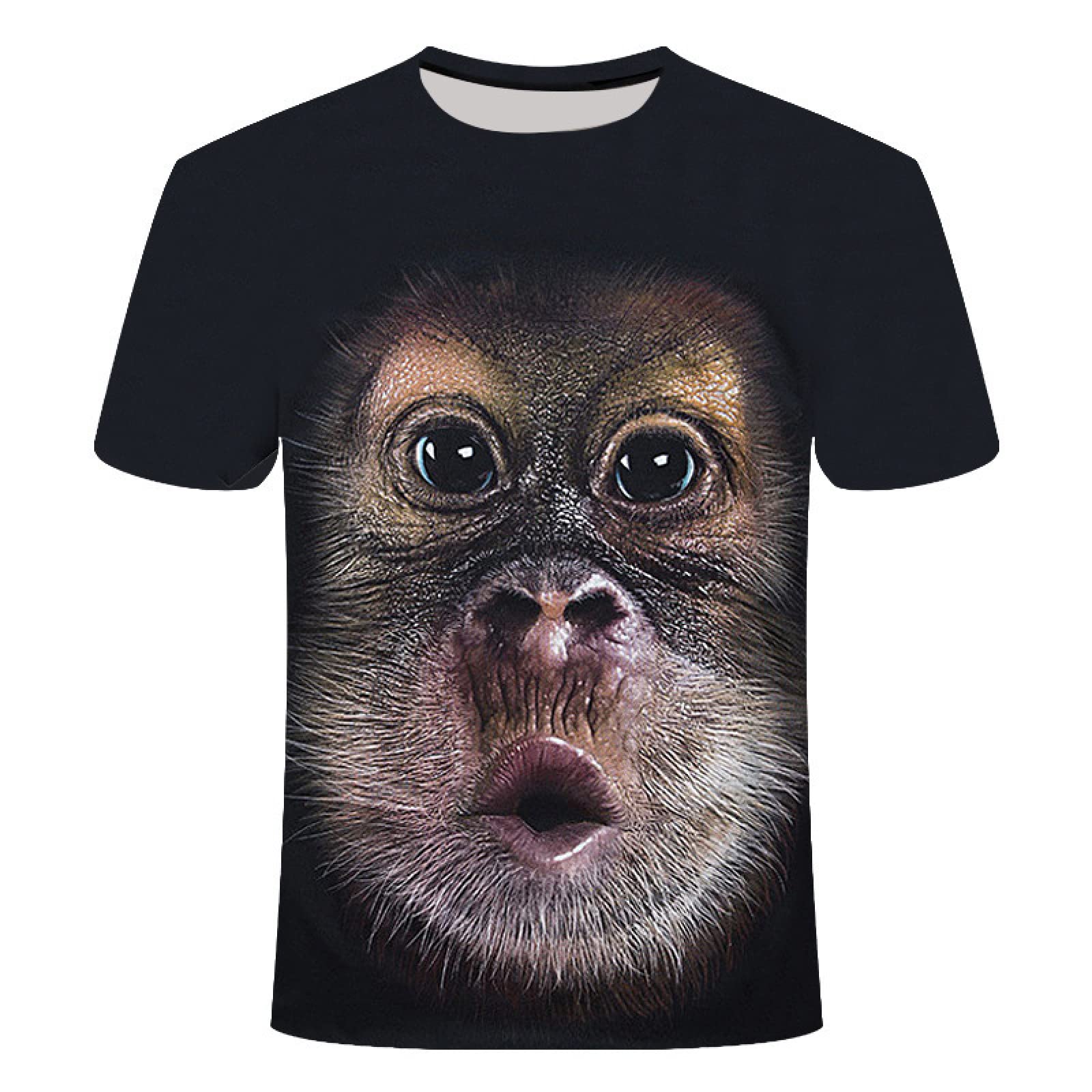 SunxciastFunny Brown Gorilla 3D Three-Dimensional Printing Short-Sleeved Personalized T-Shirt Monkey Clothes,S