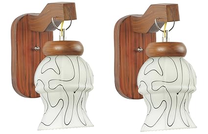 Afast Stylish Attractive & Designer Colorful Hand Decorative Sconce Glass Wall Lamp Light with All Fitting & Fixture ( Set of Two)