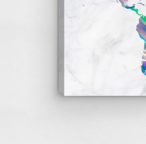 Miniatura 4 de The Oliver Gal Artist Co. Maps - Lienzo decorativo para pared, diseño de mármol Holo Mapamundi, decoración del hogar, 45 x 30 pulgadas, azul, gris