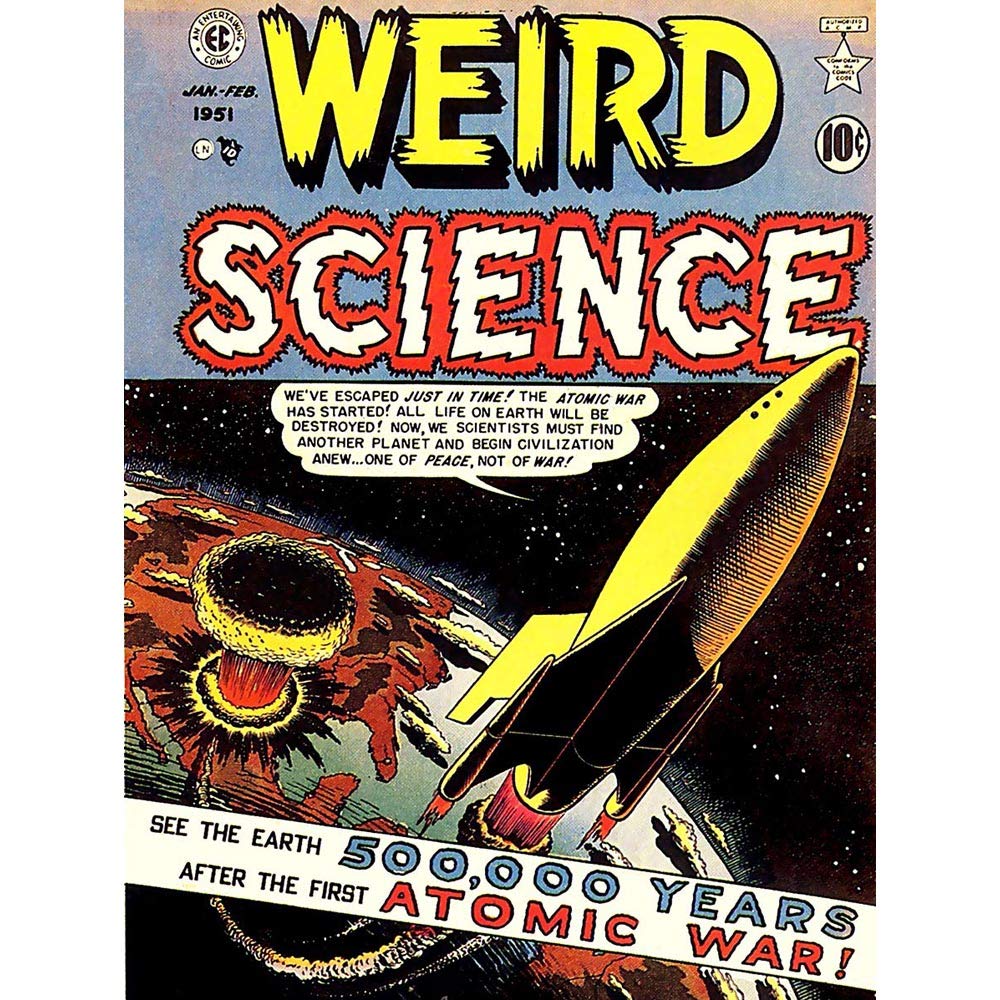 Wee Blue Coo Magazine Cover 1951 Weird Science Sci Fi Atomic War Space Art Print Poster Wall Decor 12X16 Inch