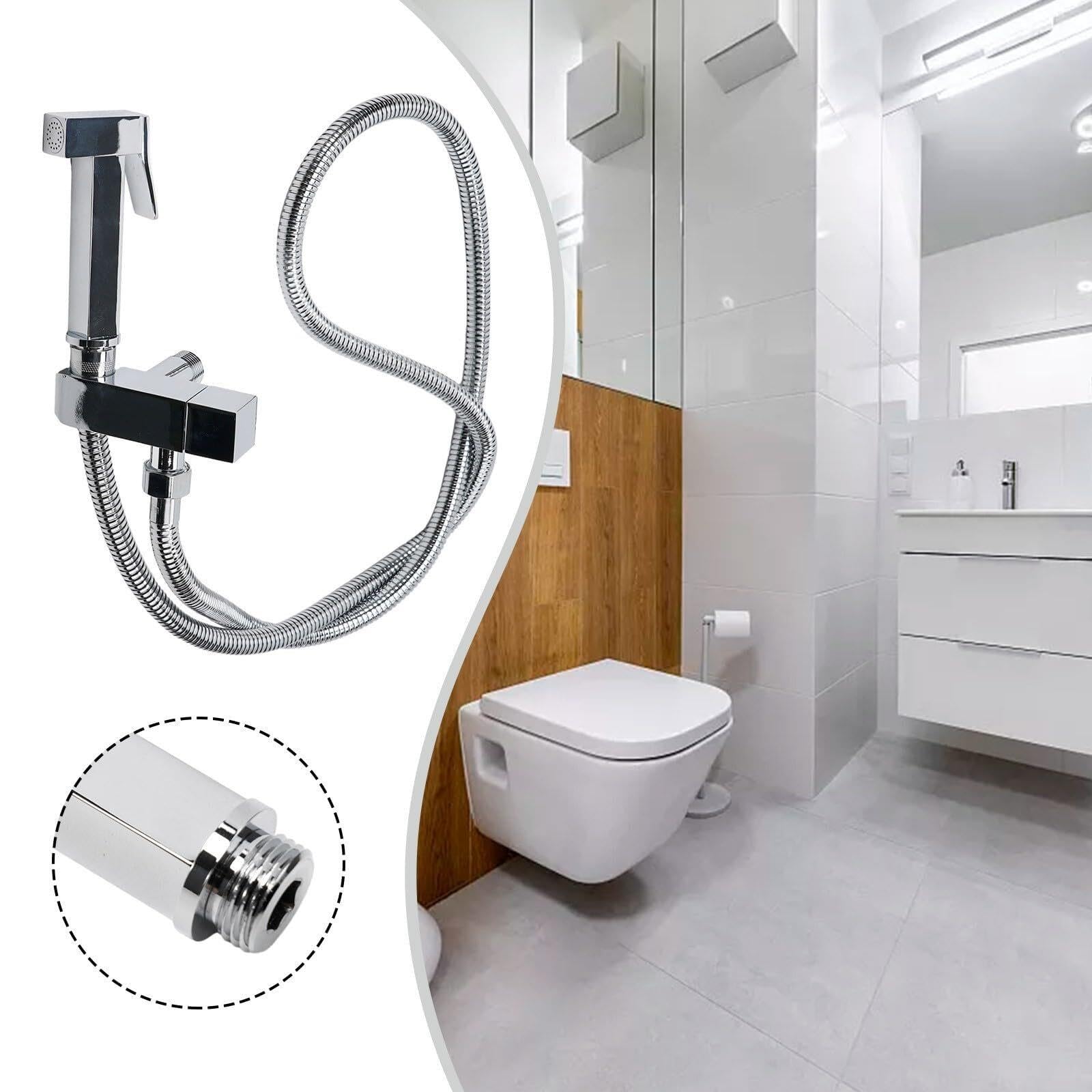 Rubinetto Lavabo Bidet a Parete in Ottone con Doccetta Igienica WC Cromato(Finitura Cromata)