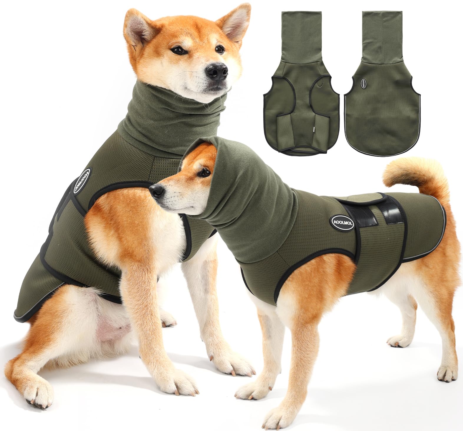 AOOLMOL Dog Anxiety Vest and Coat, Vet Visits and Separation - Keep Pet Calm, Dog Jacket for Thunder, Fireworks, Anti Anxiety Vest for Dogs and Cat