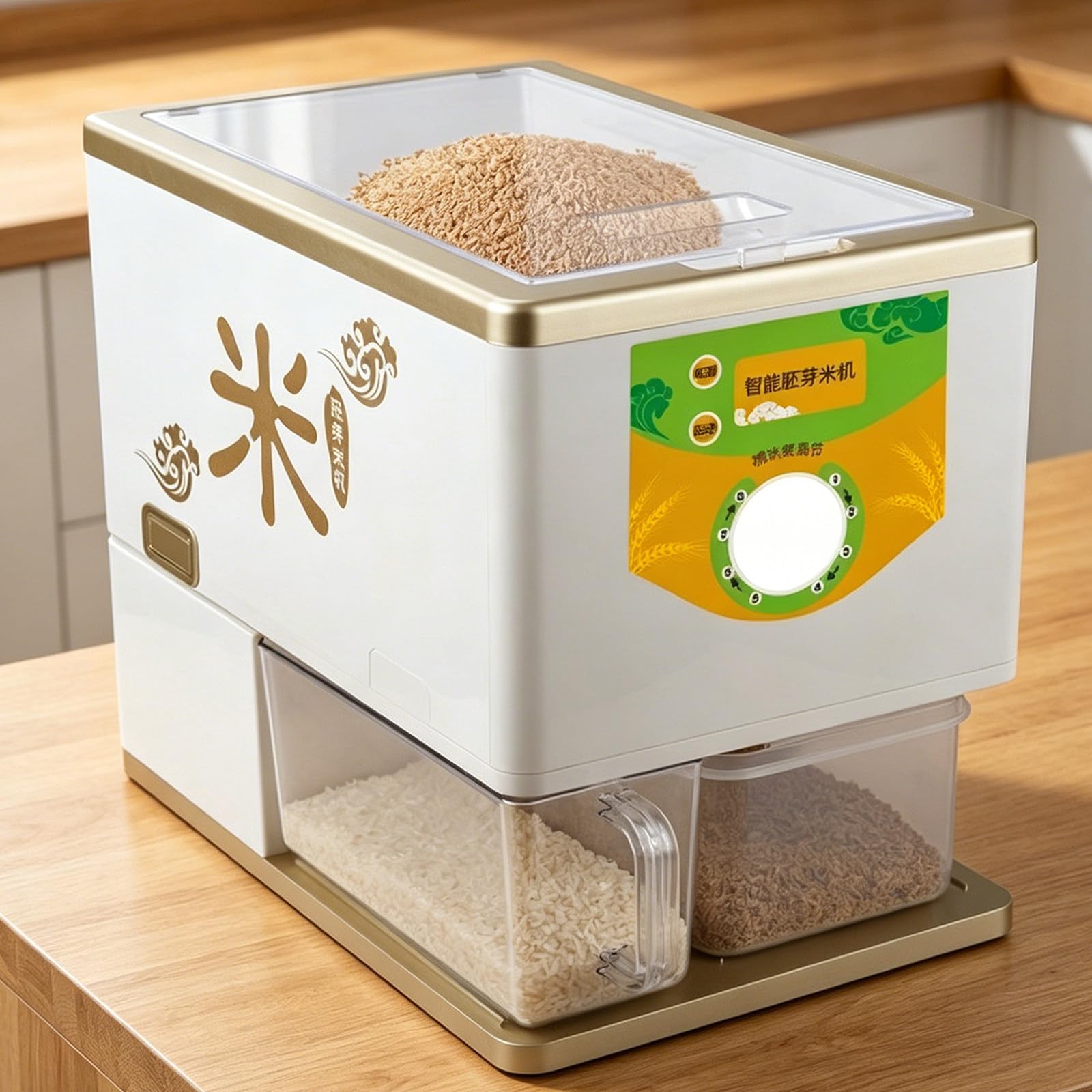 Fresatrice e sbucciatrice elettrica per riso, resa 250-500g/min, temporizzazione regolabile a 8 livelli e controllo quantitativo, non richiede secondaria