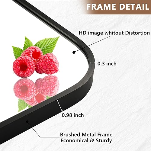 Miniatura 10 de Espejo de baño negro, espejo rectangular de 16 x 20 pulgadas, espejo negro mate, espejo de esquina cuadrada con marco de metal, espejo de pared para