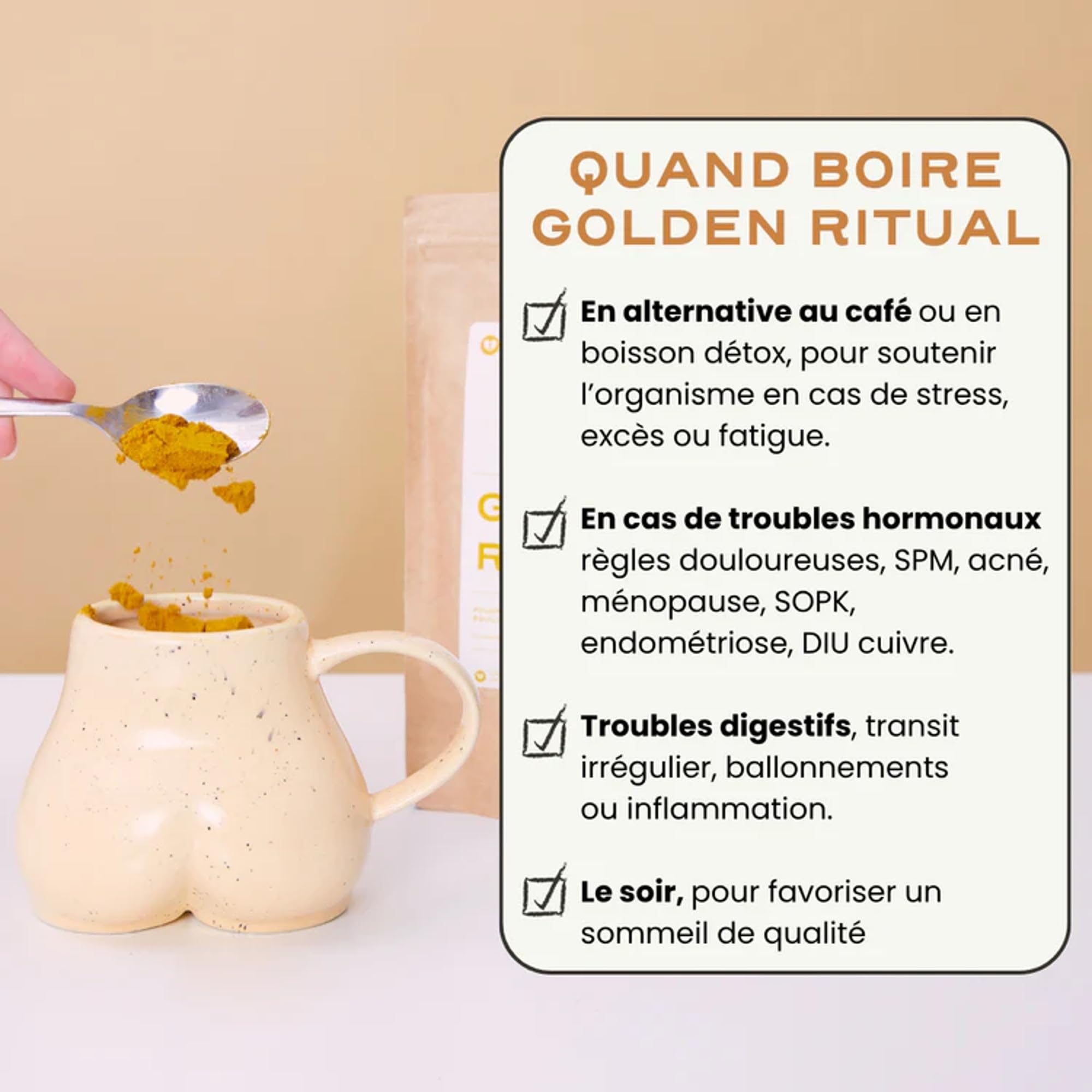 Golden Ritual – Curcuma, Gingembre, Maitake & Cannelle | Boisson adaptogène naturelle | Anti-inflammatoire, digestion, immunité | Golden Latte bien-être – 100 g (GOLDEN RITUAL)