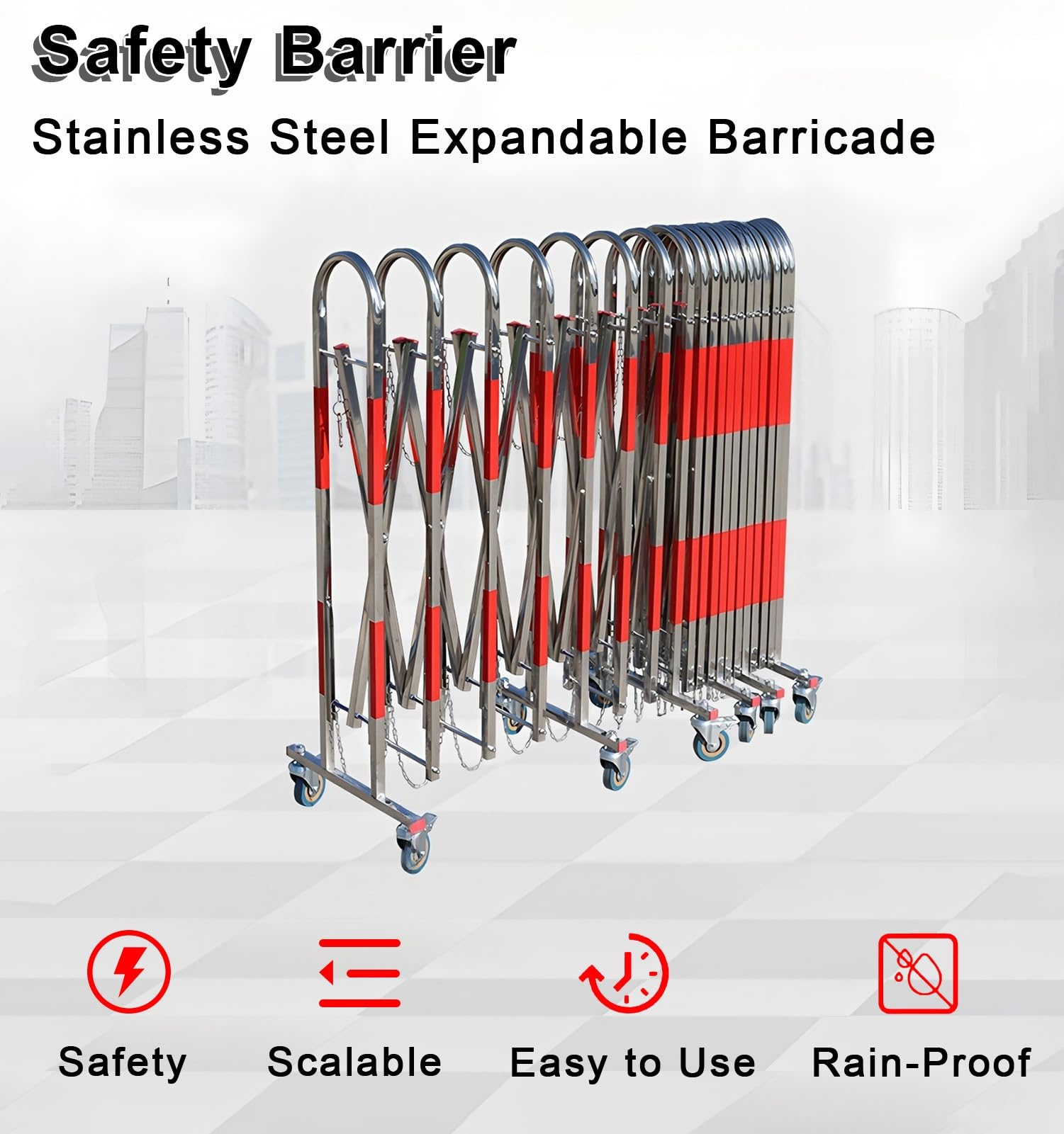 Valla retráctil extensible de acero inoxidable para jardín, puerta de barrera metálica portátil para exteriores, ideal para escuelas y garajes (1,5 x 6 metros).