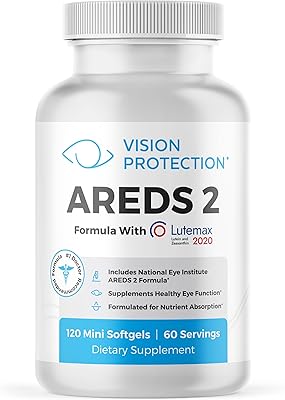 AREDS 2 Eye Vitamin & Mineral Supplement for Ocular Health, Natural Eye Institute AREDS 2 Study Formula with Lutein, Vitamin C, Zeaxanthin, 120 Mini Softgels