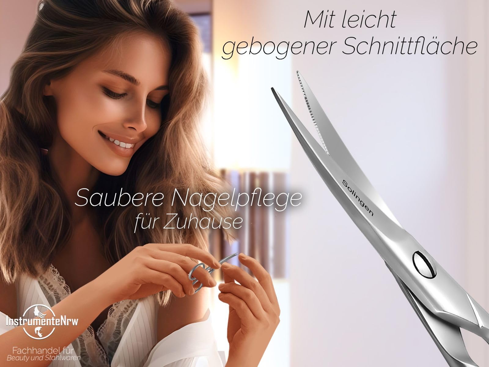Profi Nagelschere aus Solingen Fußnagelschere Made in Germany Maniküre Schere mit Scharfer gebogener Schnittfläche und einseitiger Mikroverzahnung 9,5 cm Pediküre Nagelschneider Edelstahl Rostfrei