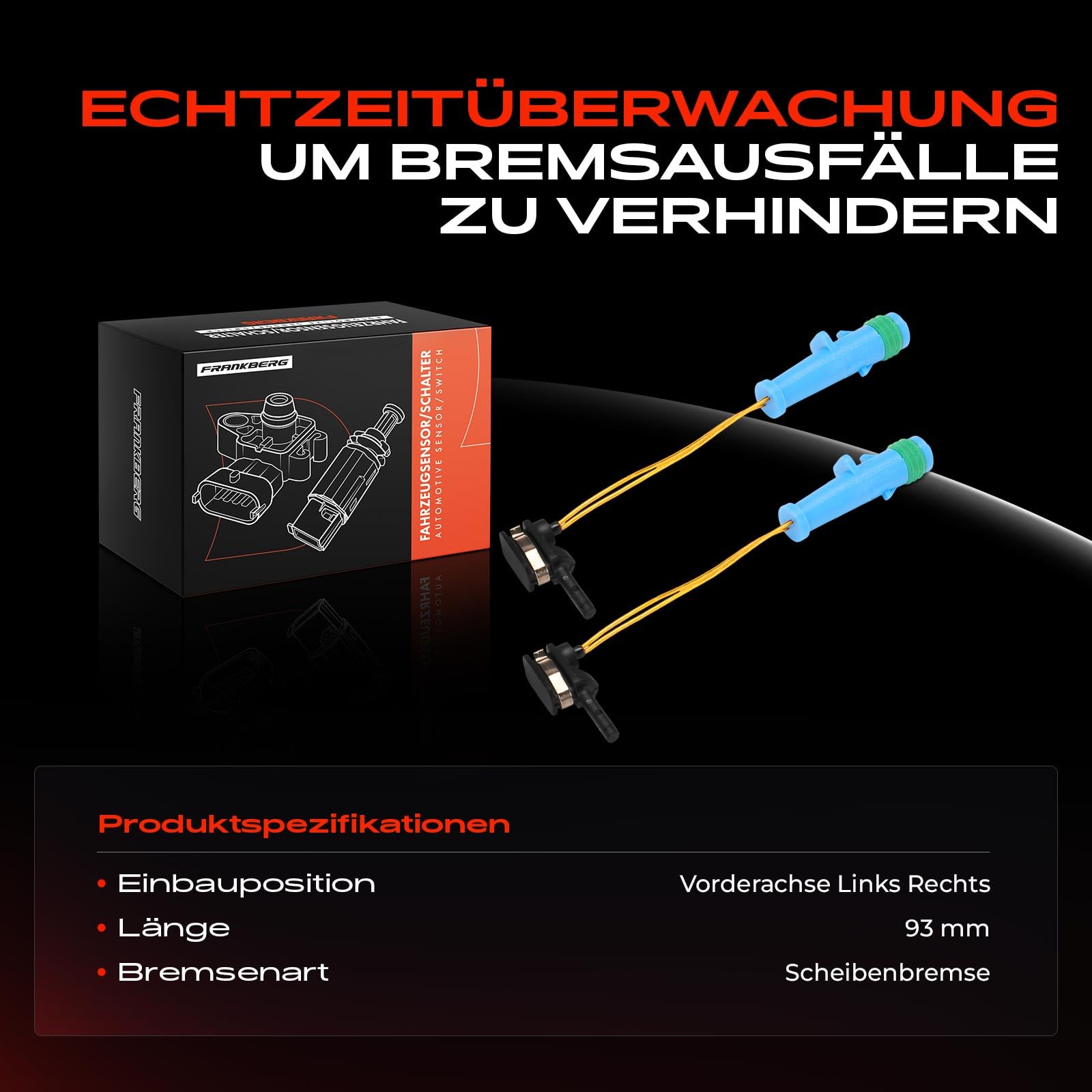 Frankberg 2x Indicatore di usura pastiglie freni anteriore compatibile B-Class W245 W242 W246 Classe C W205 T-Model S205 GLC X253