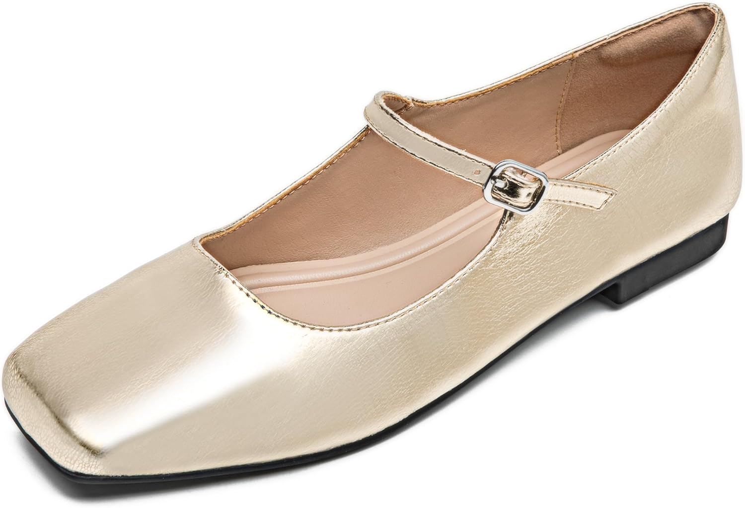 WONDERWAY Women Mary Jane Shoes,Slip On Ankle Strap Dress Flat Shoes