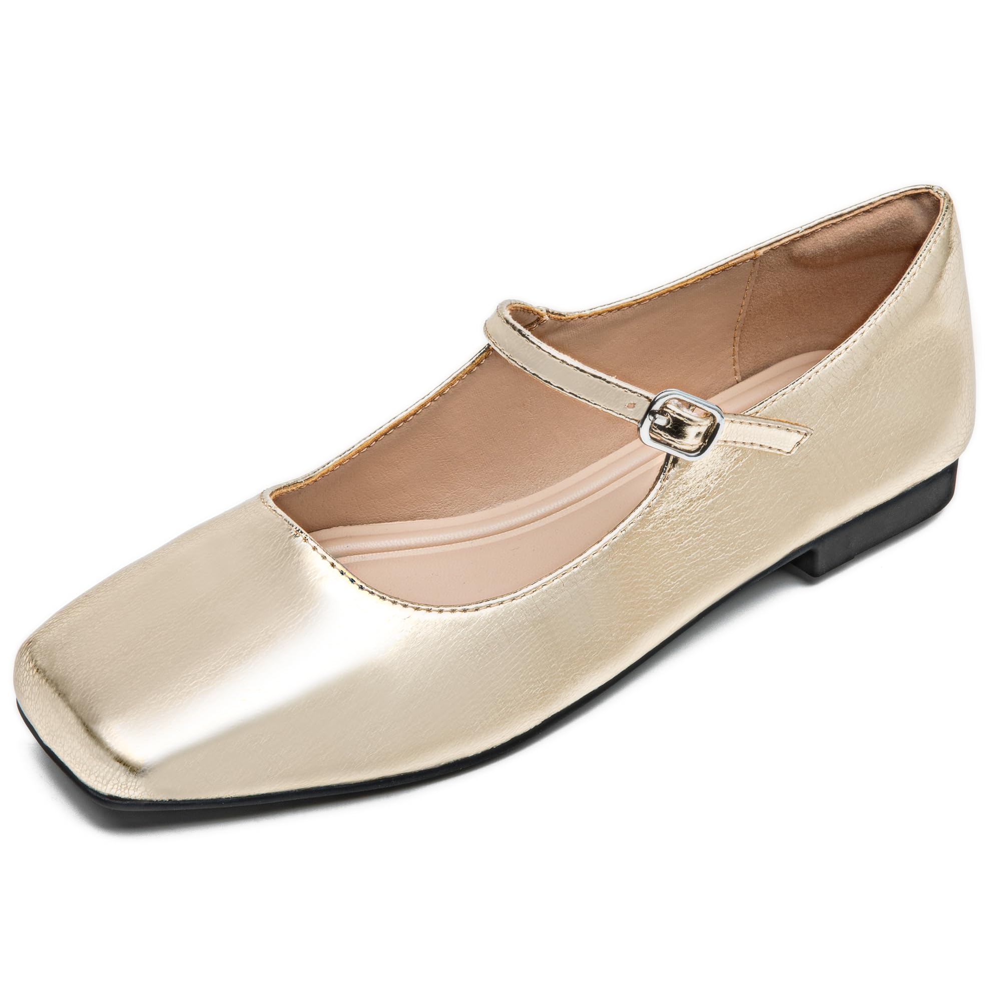 WONDERWAY Women Mary Jane Shoes,Slip On Ankle Strap Dress Flat Shoes