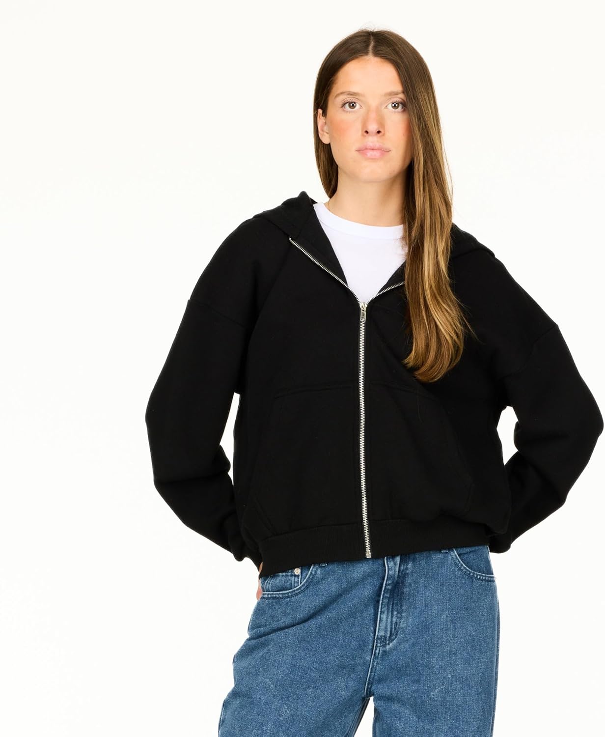 Forever 21 Women’s Fleece Zip Up Hoodie – Full Zip Front Sweatshirt with Drawstring Hood - Image 2