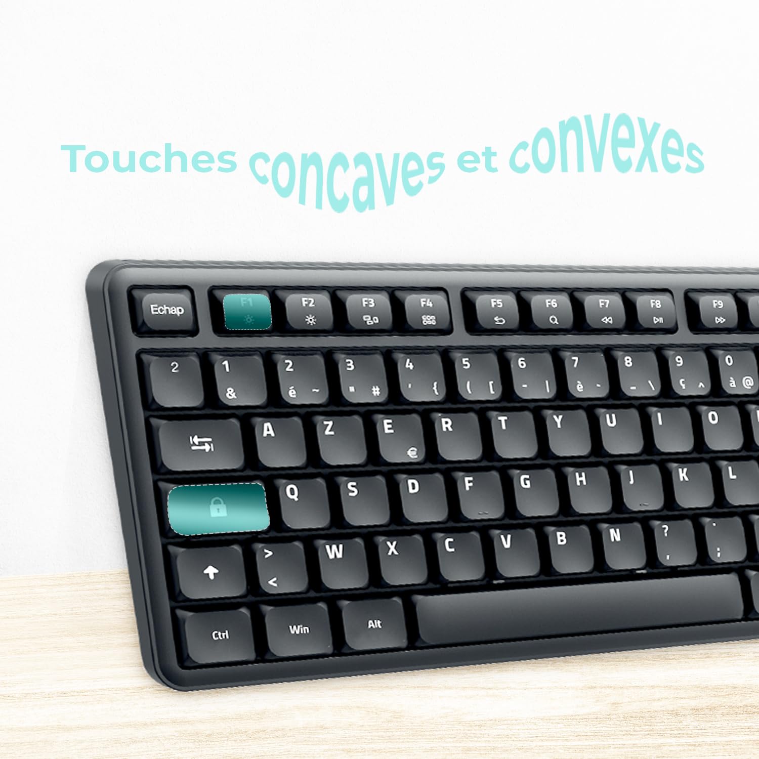 AD ADVANCE - SilentKeys, Pack Clavier Souris sans Fil Silencieux pour PC et Mac, Clavier AZERTY 105 Touches, 12 Raccourcis Multimédias, Hauteur Réglable, Souris 1600 DPI, Dongle USB, Noir