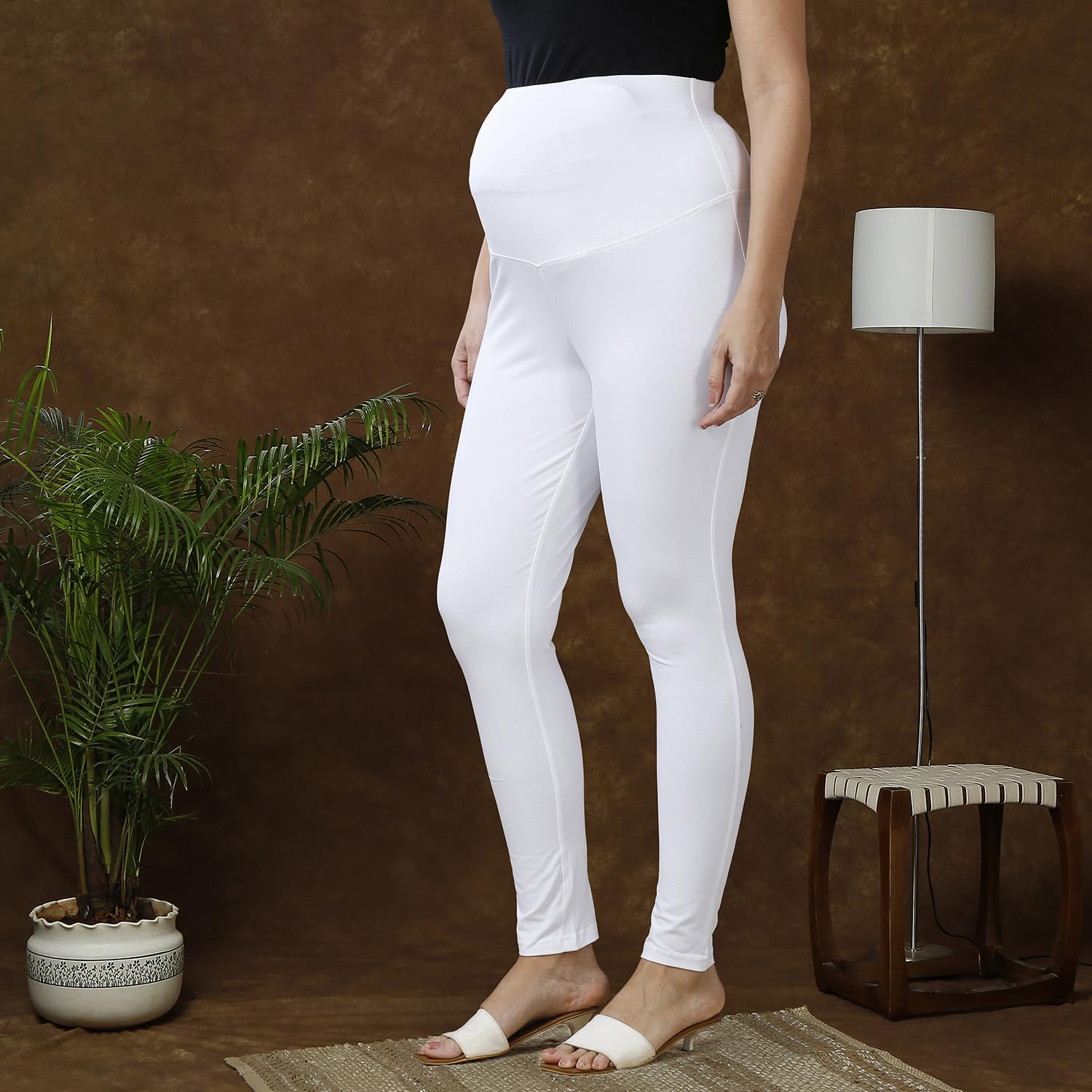 MomToBe Women Classic High Rise Cotton Maternity Leggings/Pregnancy Bottoms for Pre and Post Pregnancy (White, XX-Large) - Image 4 thumbnail