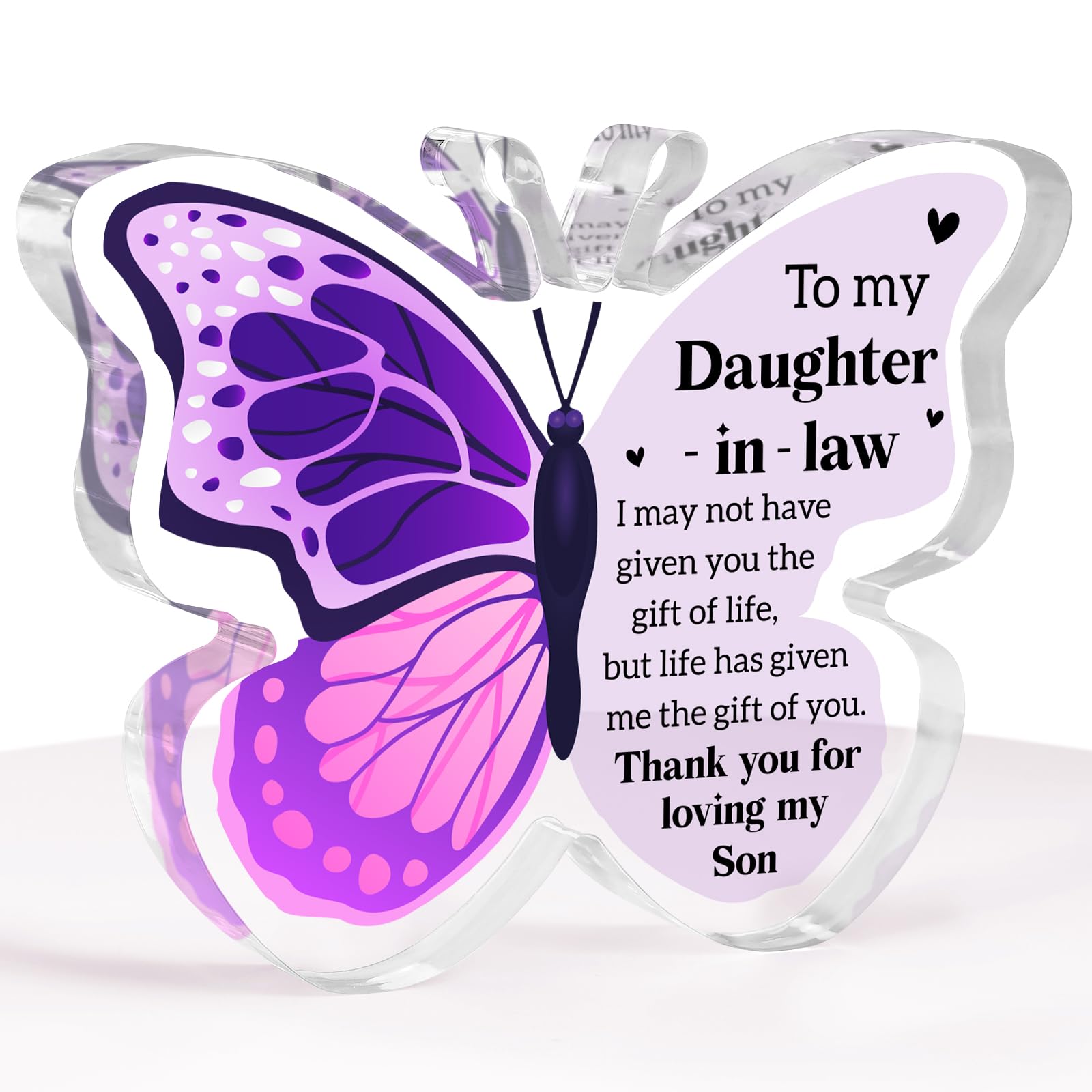 Gifts for Daughter in Law Christmas - Engraved Butterfly-shaped Acrylic Plaque - Daughter in Law Birthday Gifts from Mother In Law