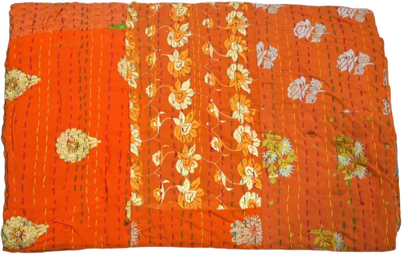 Handmade Vintage Quilts Throw Blanket Indian Quilt King Size Patchwork Quilt Kantha Quilt Silk Twin Size Bedspread