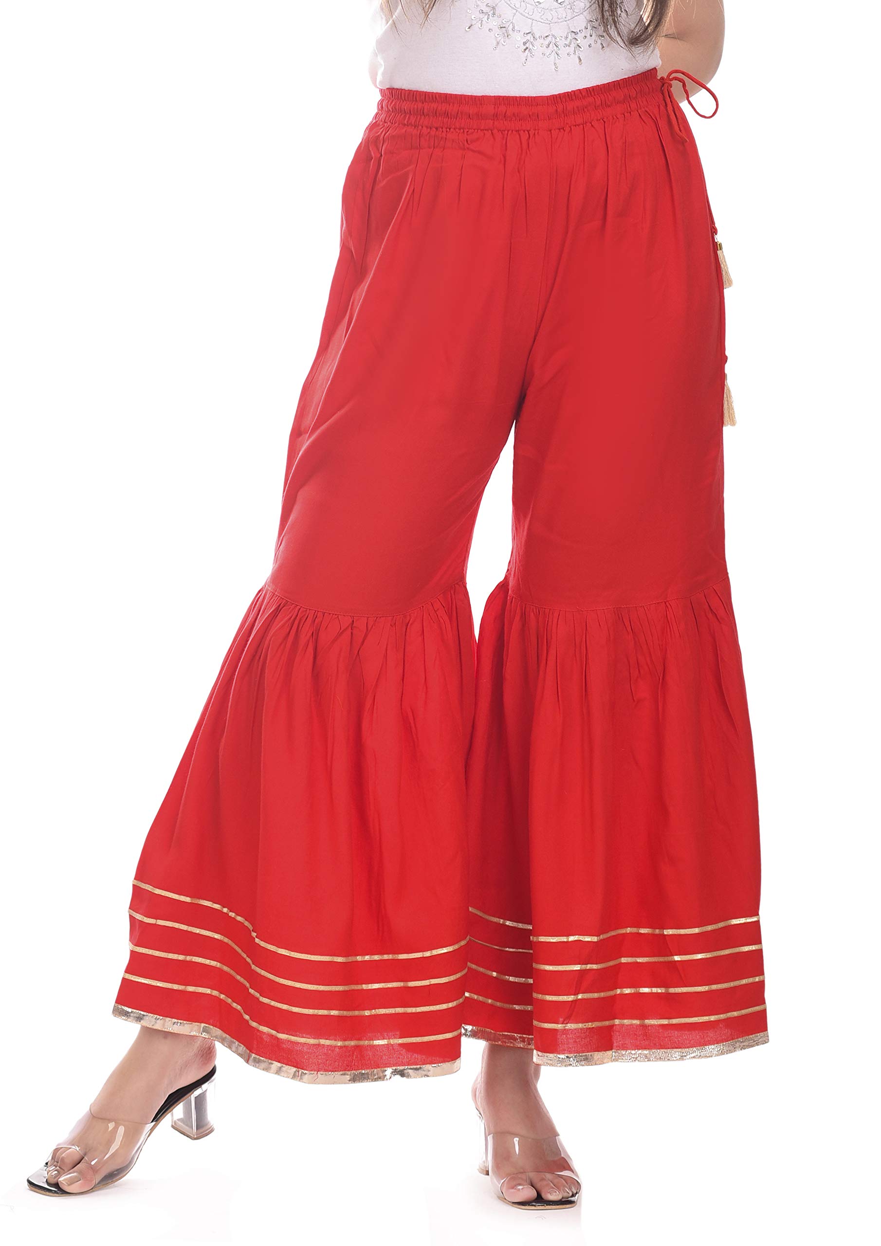 Women's Flared Solid Gotta Lace Black Sharara-image-25