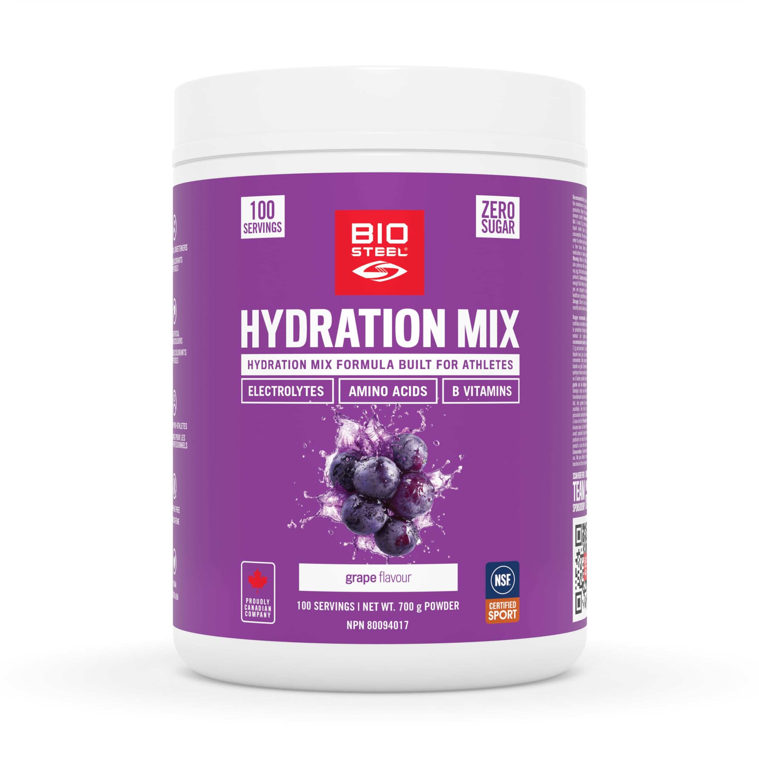 BioSteel Electrolyte Hydration Mix, Grape, 100 Servings