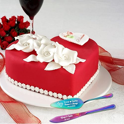 Miniatura 7 de Juego de corte personalizado para tartas de boda, grabado personalizado, cuchillo y servidor para tartas de boda, cortador de pasteles personalizado