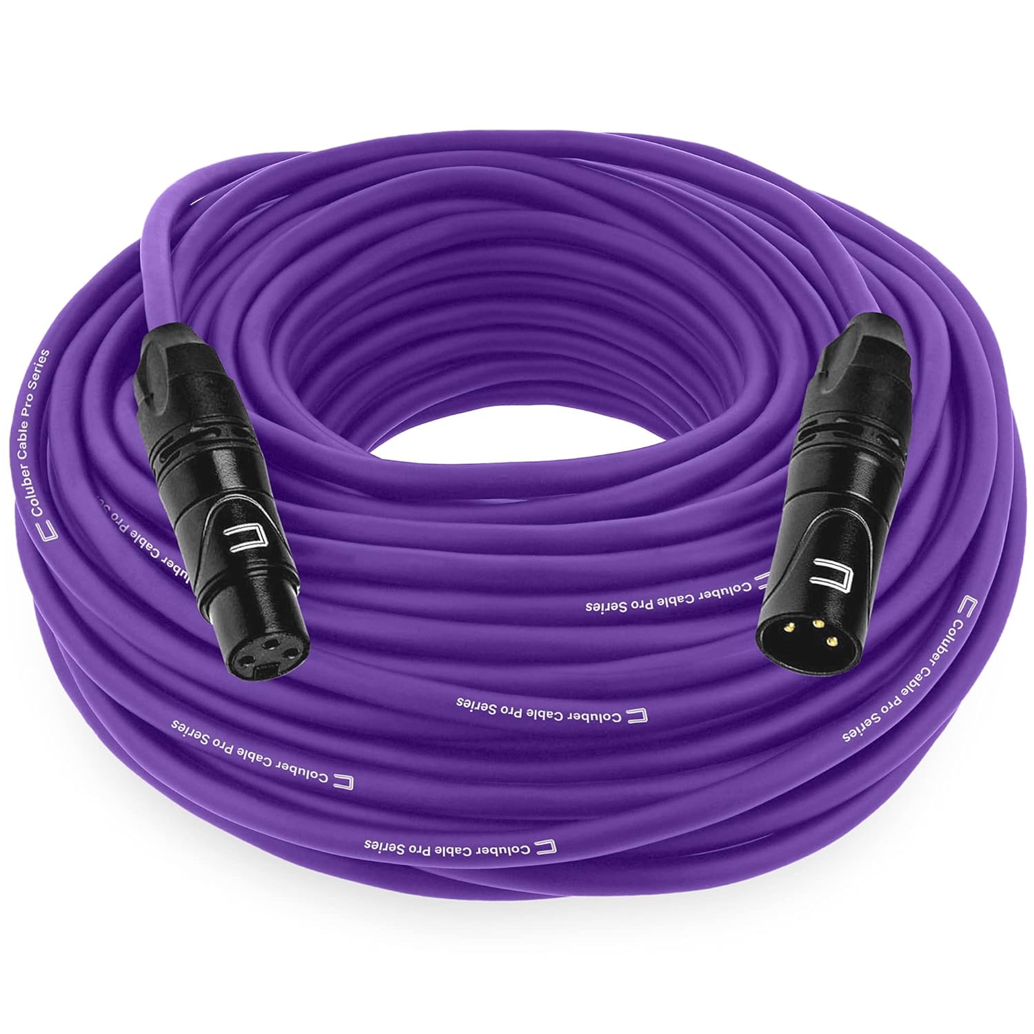 Balanced XLR Cable Male to Female - 50 Feet Purple - Pro 3-Pin Microphone Connector for Powered Speakers, Audio Interface or Mixer for Live Performance & Recording