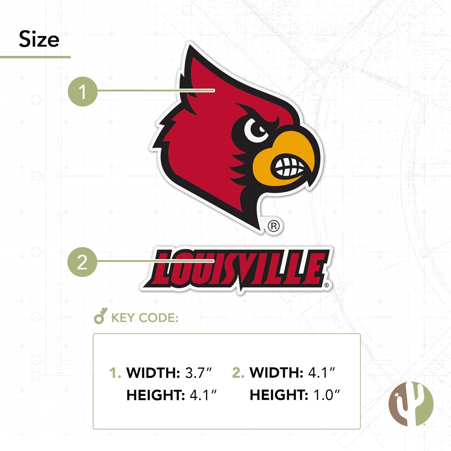 Desert Cactus University of Louisville U of L Cards Cardinals Sticker Vinyl Decal Laptop Water Bottle Car Scrapbook (4 Inch Set V1) - Image 3