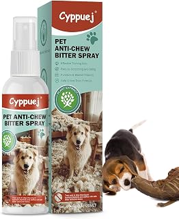No Chew Spray for Dogs and Cats - Bitter Apple Spray to Stop Chewing Furniture, Shoes, Wires - Natural, Safe Training Aid for Puppies & Cats to Stop Biting,Alcohol-Free (4.06 Fl Oz)