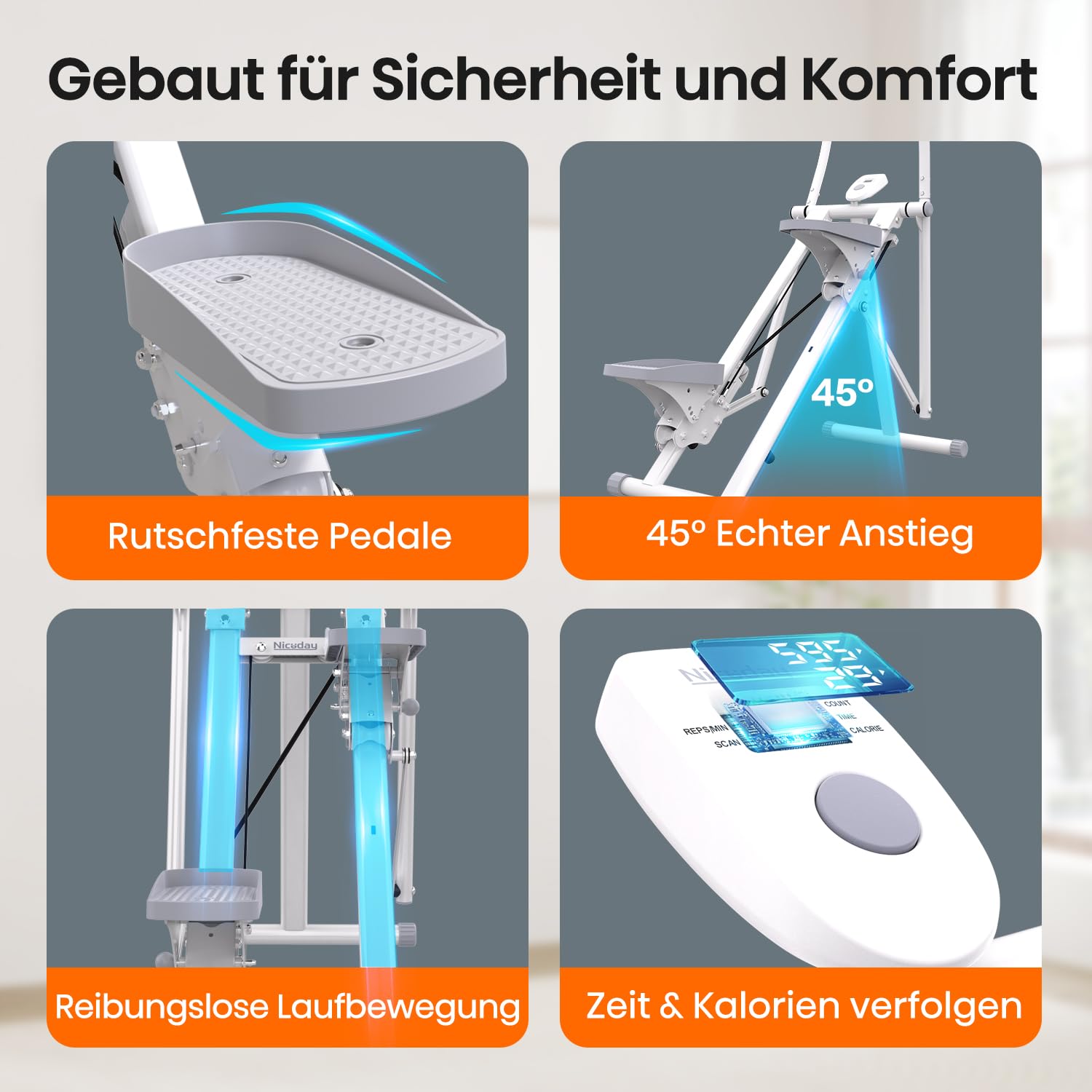 NICEDAY Stair Stepper für zuhause mit Handyhalterung