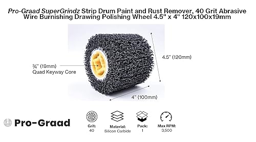 Miniatura 2 de Tira y limpia pintura de tambor abrasivo y removedor de óxido, rueda de pulido de trefilado de grano 40 para acondicionamiento de superficies de
