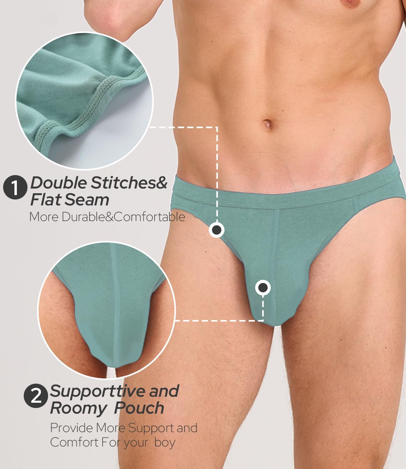 BAMBOO COOL Men's Bikini Underwear Soft Breathable Mens Bikini Briefs Tagless Mens Sexy Underwear with Contour Pouch 5 Pack - Image 2