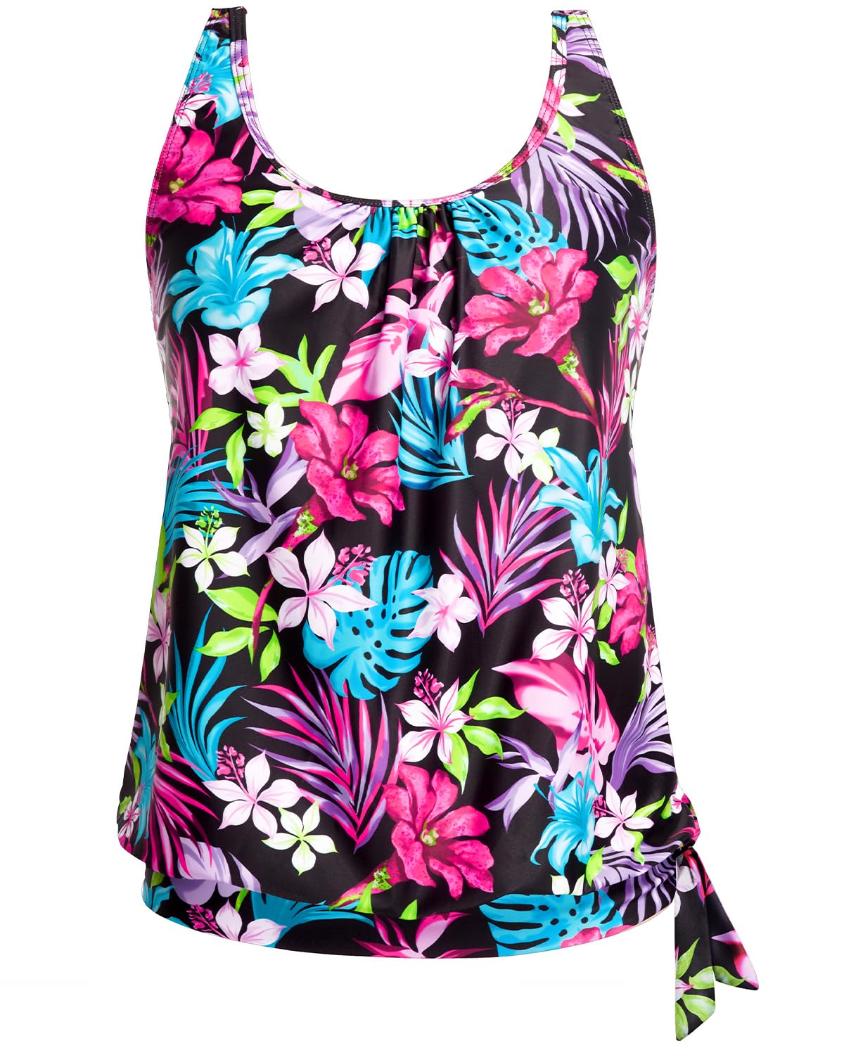Yonique Womens Blouson Tankini Swim Top Loose Fit Strappy Bathing Suit