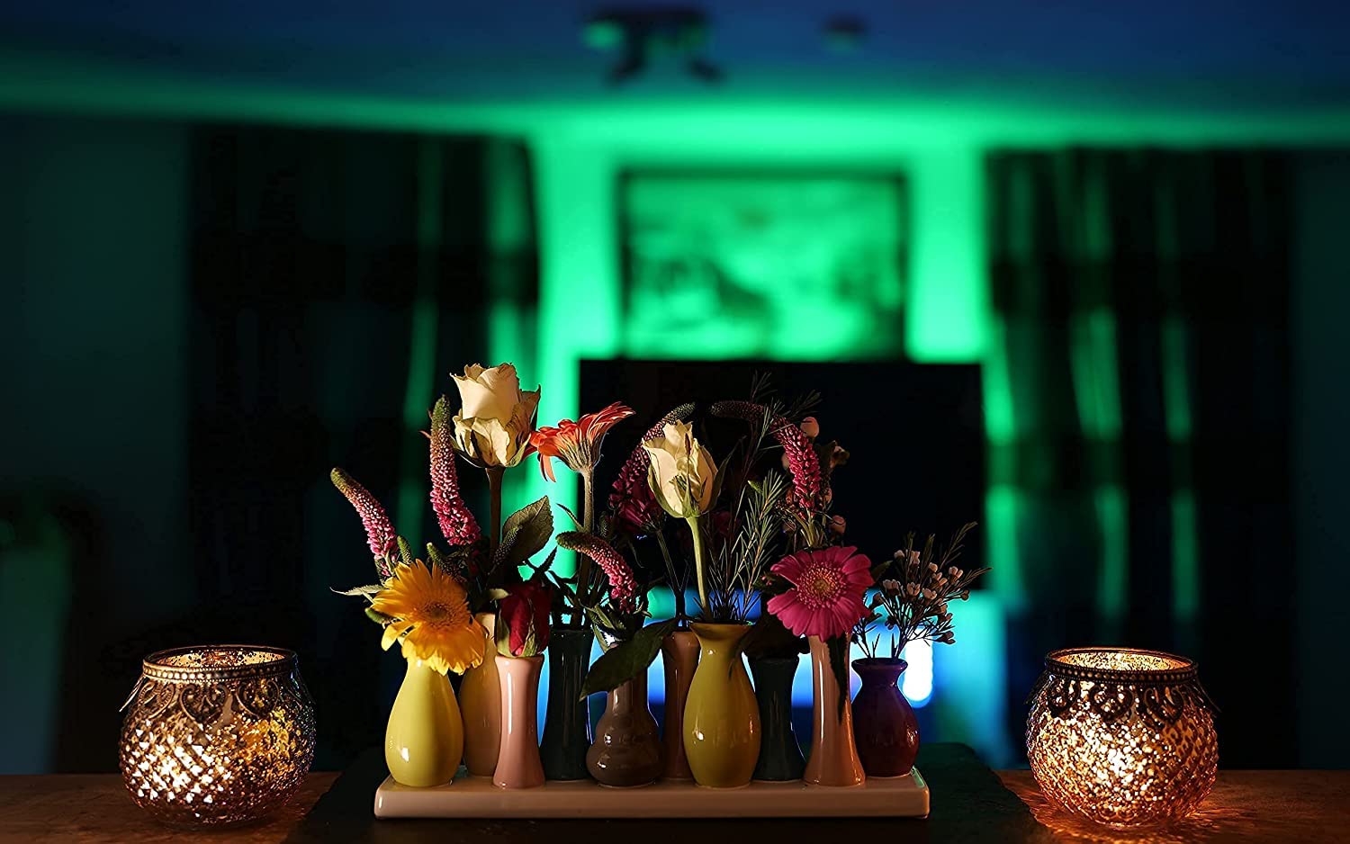 3er Set Keramikvasen – Bunte Mini-Vasen je 10 Stück (31×7×11 cm) – Skandinavische Handarbeit – Moderne Tisch- & Wohnungsdeko für Blumen & Geschenkideen