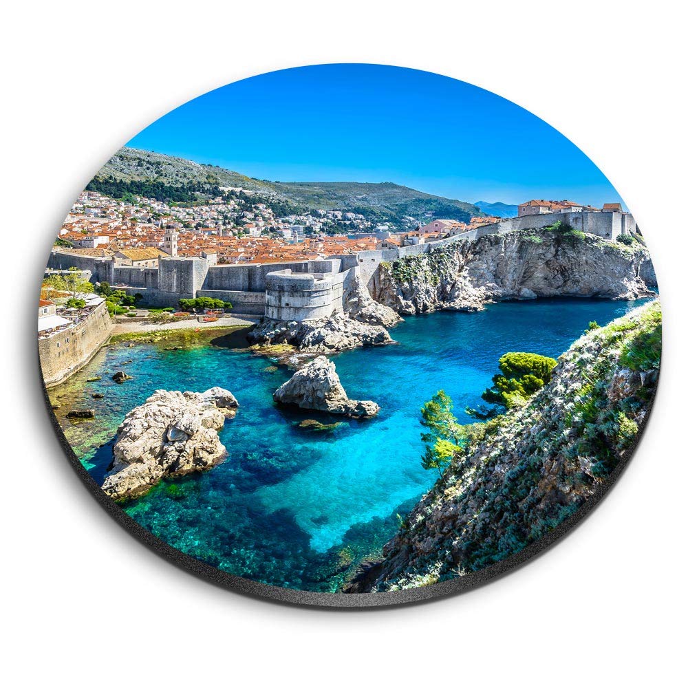 Destination Vinyl Ltd Multicolor 1 X Round Mdf Magnet - Dubrovnik Croatia Coast View 3250