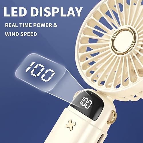 Miniatura 2 de Ventilador portátil, mini ventilador personal de mano de 4000 mAh recargable con batería, ventilador de escritorio con base, pantalla LED,