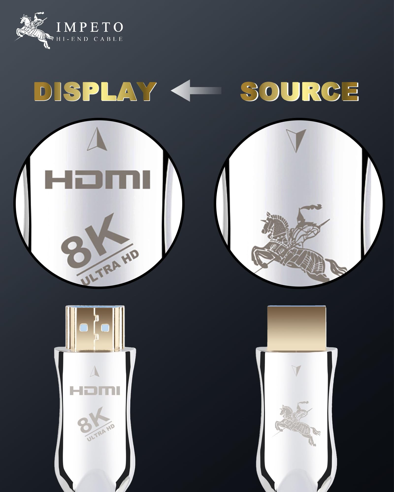 Impeto 8K Câble HDMI 2.1 Fibre Optique Cable HDMI 2.1 2m, 48Gbps 8K 60Hz 4K 120Hz HDMI vers HDMI, dynamique HDR, 3D, durable, compatible avec PS5, ordinateur portable, TV, blue-ray - 2 mètres
