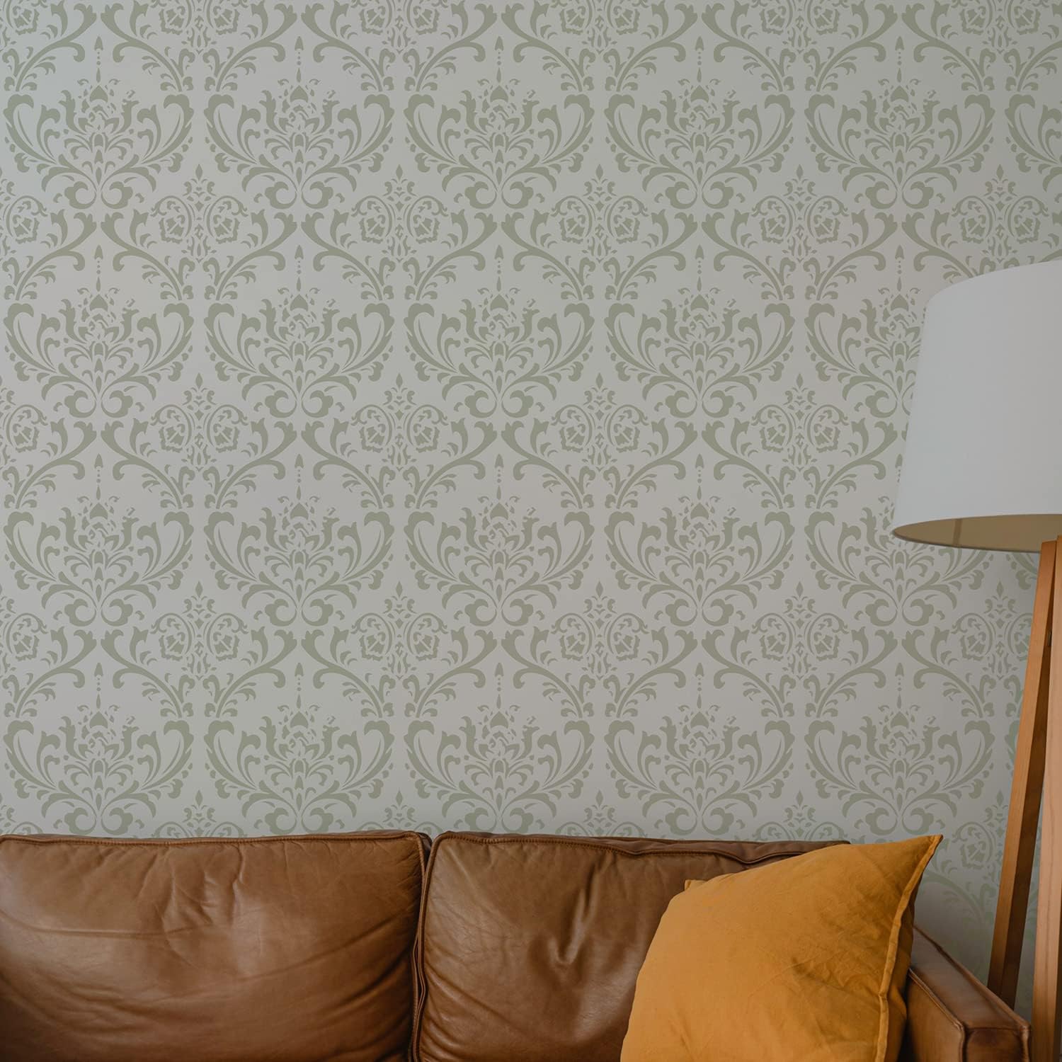 GSS Designs Damask Wall Stencil for Painting 16x24Inch Wall Stencil DIY Home Decor Stencils Paint Stencil for Walls Furniture Floors Fabric Crafts