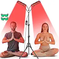 Red Light Therapy Lamp with Stand, Dual Infrared Lamps 60 LEDs 660nm Red and 850nm Near Infrared Wavelengths for Body Overall Health at Home with Hanging Accessories
