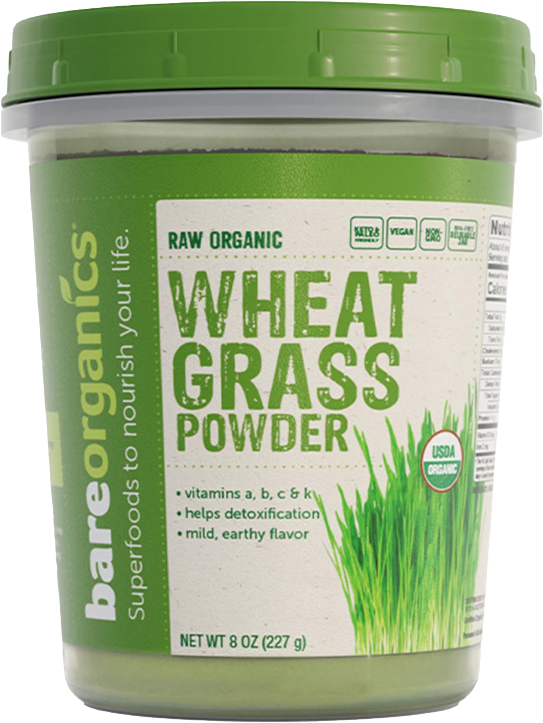 BareOrganics Raw Organic Wheat Grass Powder