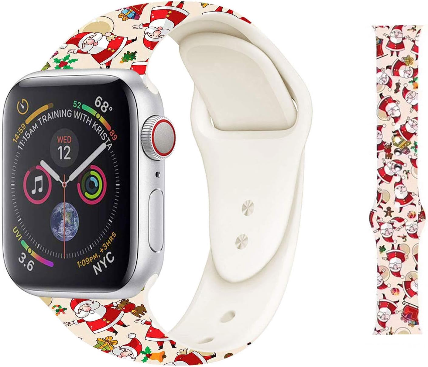 Buy Hi Yoohere Chic Breathable Christmas Santa Claus Pattern Bands Compatible For Apple Watch 38mm 40mm Grade Soft Silicone Sports Wristband Strap For Iwatch Se Series 6 5 4 3 2 1 Online In Indonesia B08n135mzg