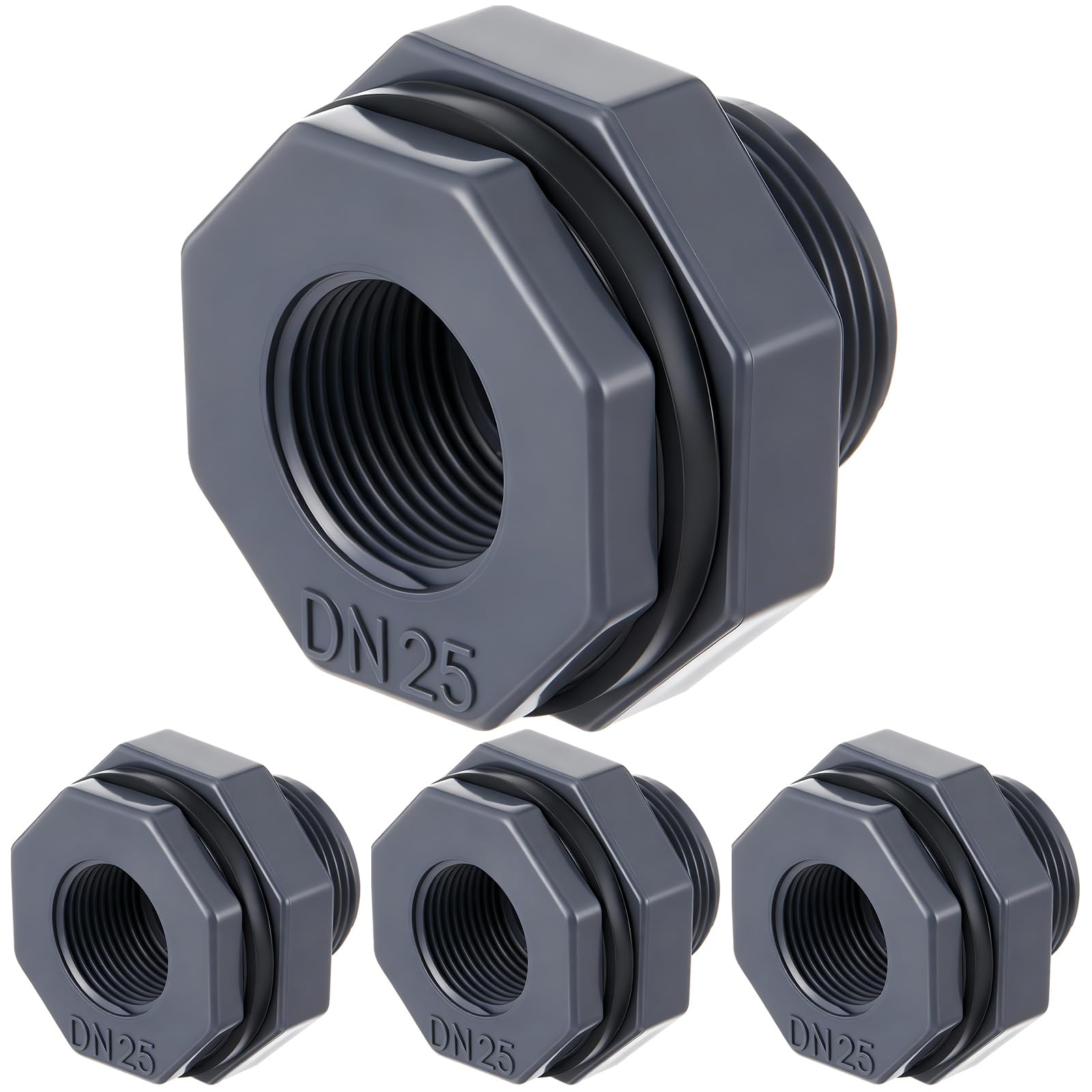 4 Pcs 1 Inch Bulkhead Fitting PVC Npt Tank Connector