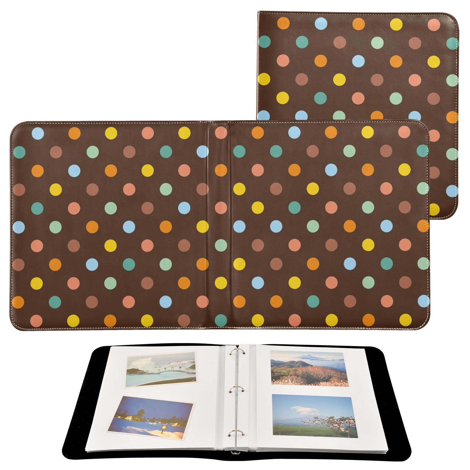 Fotoalbum mit bunten Punkten, Bilderbuch für Fotos, selbstklebende Seiten, Fotoalben, Buch, Bilderalben, 15,2 x 20,3 cm