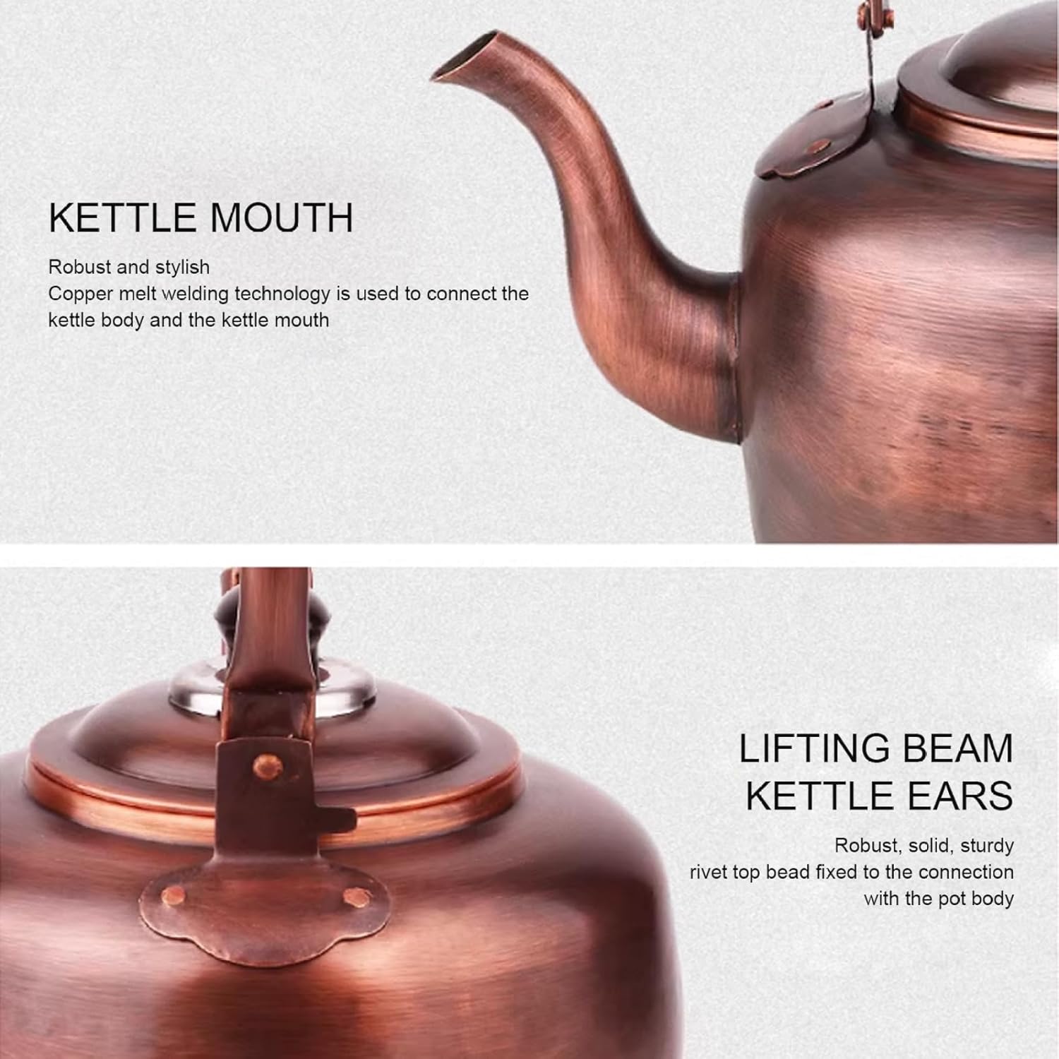 Copper Tea Kettle for Stove Top, 3L Whistling Kettle with Ergonomic Handle, Works on Induction, Gas & Electric Stoves, Vintage Tea Pot.