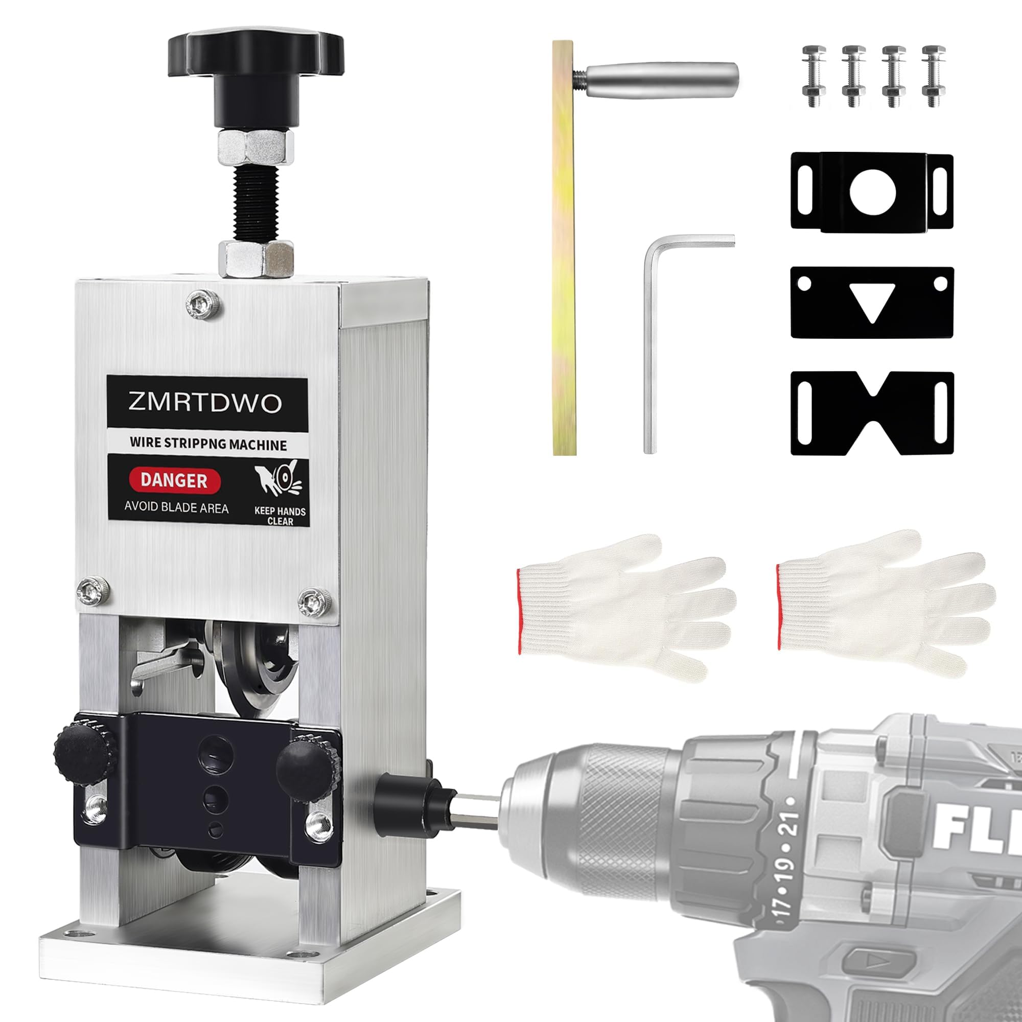 ZMRTDWO Wire Stripper Machine, 0.06"-1" Wire Adjustable Hand Crank Wire Stripping Machine, Drill Powered Wire Stripping Tool, Copper Wire Stripper for